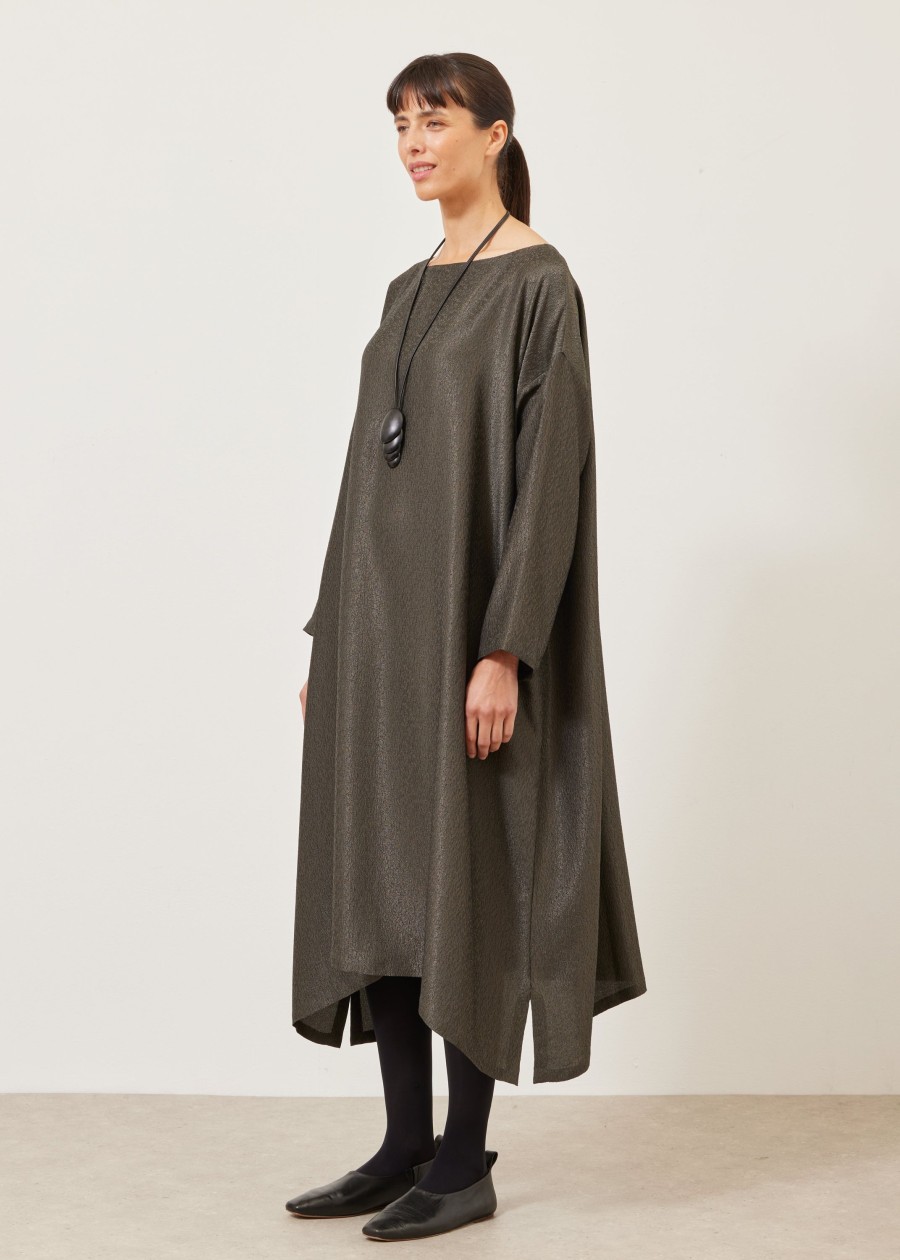 Women Eskandar | Wide A-Line Scoop Neck Dress Mossdark