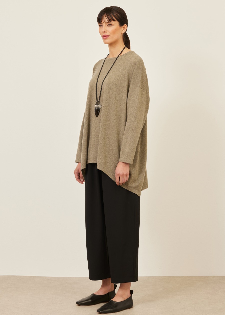 Women Eskandar | Smaller Front Larger Back Round Neck Sweater-Long Thymelight