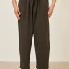 Women Eskandar | Longer Japanese Trouser With Ankle Slits Olive