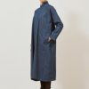 Women Eskandar | A-Line Denim Dress With Chinese Collar Jeandark