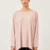 Women Eskandar | Smaller Front Larger Back Round Neck Sweater-Long Rosepowder