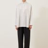 Women Eskandar | Side Panelled Shirt With Double Stand Collar-Long Greypale