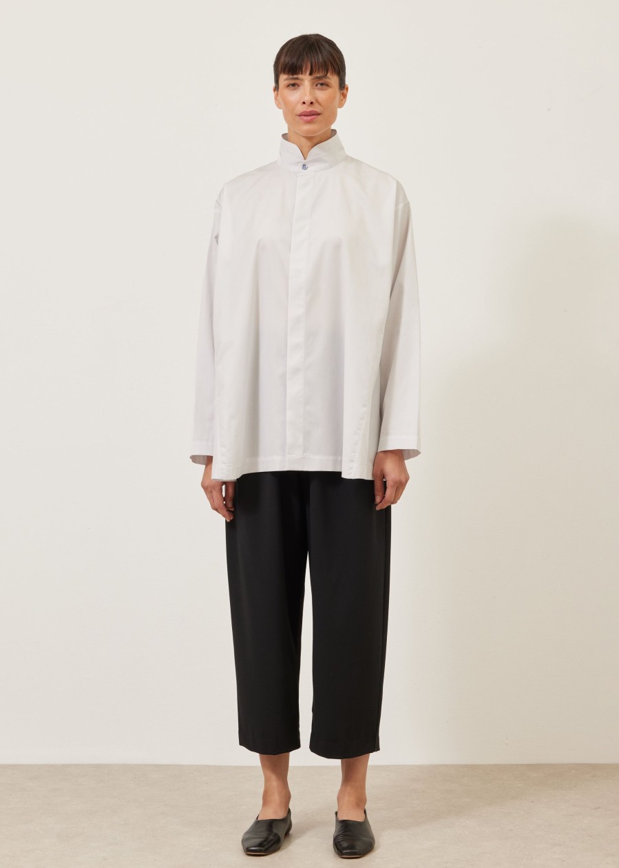 Women Eskandar | Side Panelled Shirt With Double Stand Collar-Long Greypale