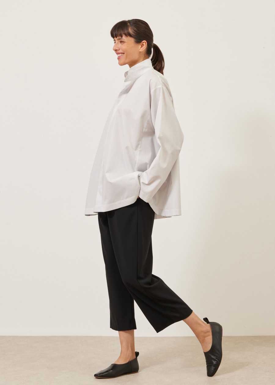 Women Eskandar | Side Panelled Shirt With Double Stand Collar-Long Greypale