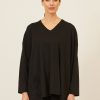 Women Eskandar | One Pocket Angle-To-Front V Neck-Long Black