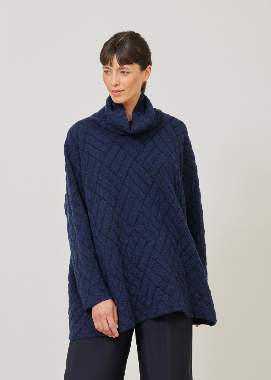 Women Eskandar | Knitted Monks Top-Long Navy