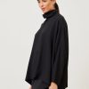 Women Eskandar | Wide Longer Back Scrunch Neck Shirt-Mid Plus Black